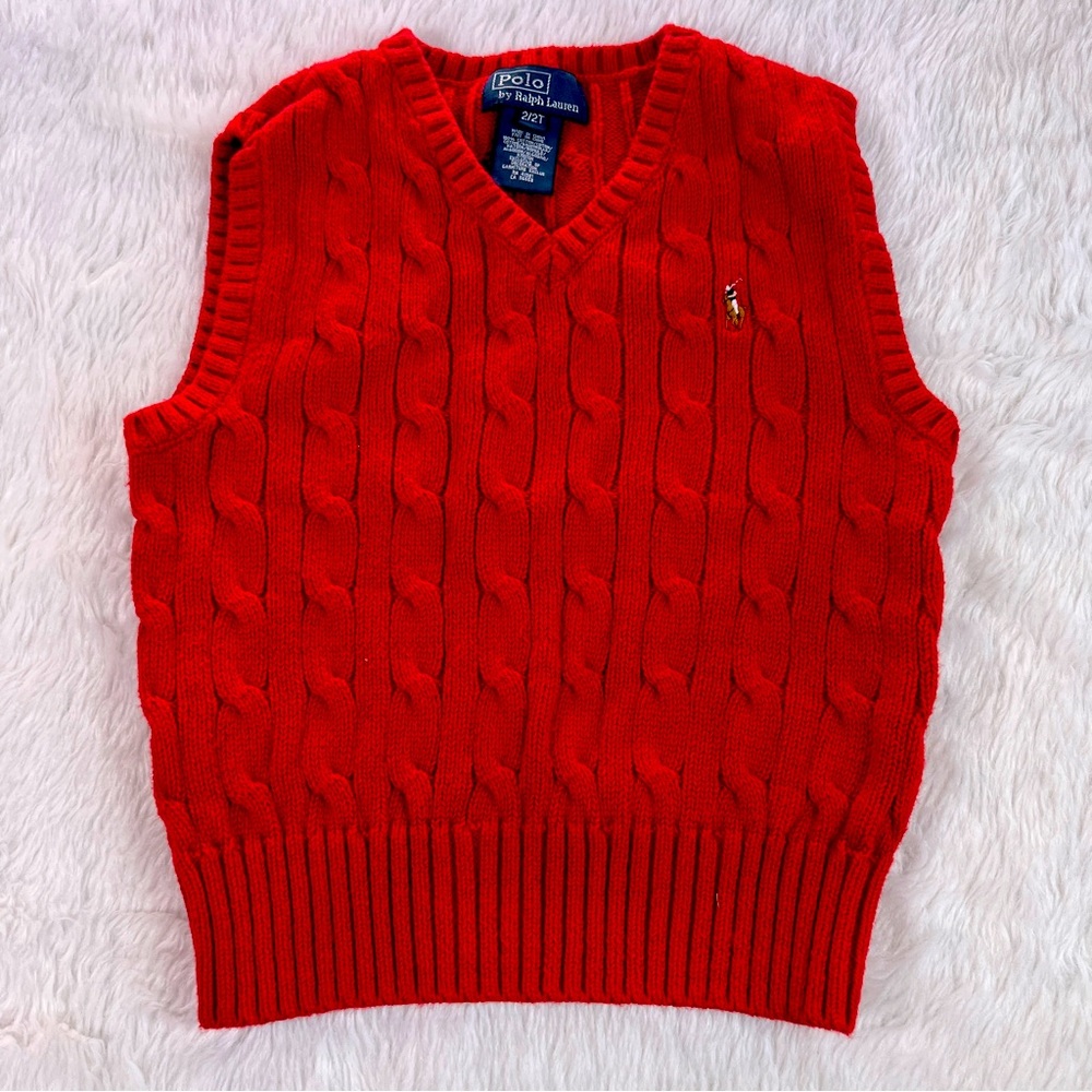 POLO By Ralph Lauren Cable-knit Cotton Sweater Vest  kids size 2/2T